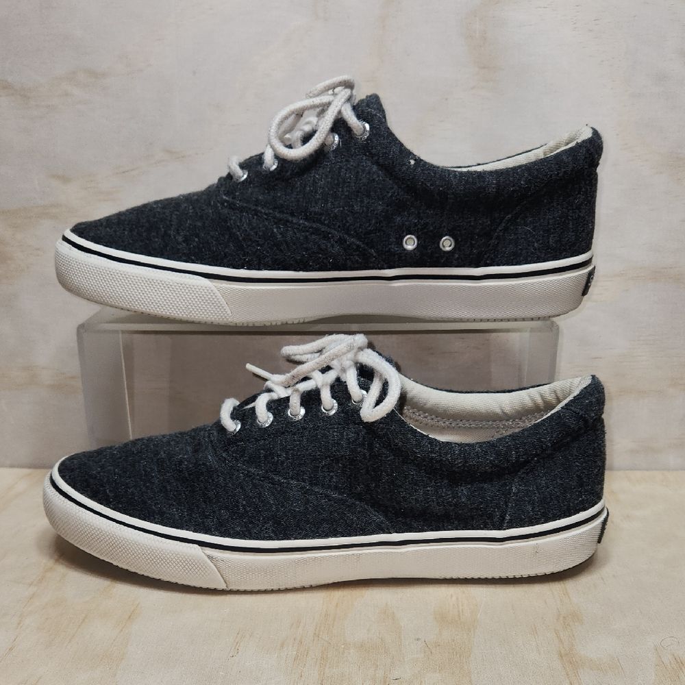 Sperry Charcoal Gray White Fabric Sneakers Men 11 Casual Shoe Walking